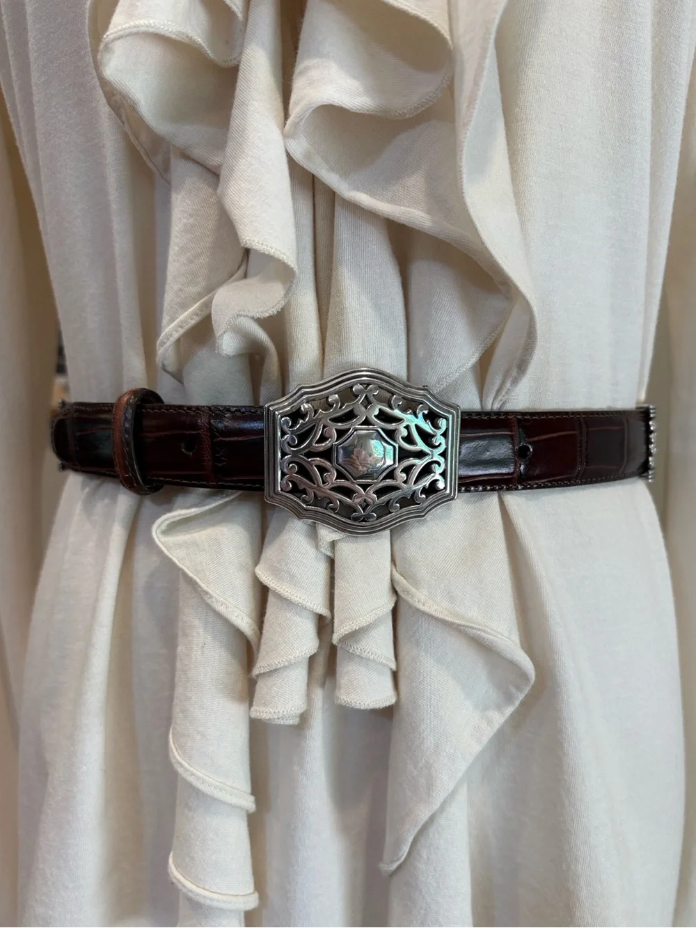 Vintage Brighton Brown Leather Belt with Silver Conchos size Medium / 30